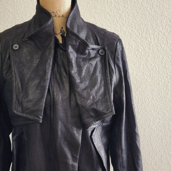 ELEVATED ESSENTIALS vintage style faux leather coat jacket size medium - Picture 3 of 13